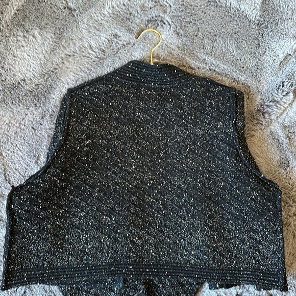 POL NWOT Metallic cable knit oversized cropped open front Cardigan size Large - Picture 9 of 15